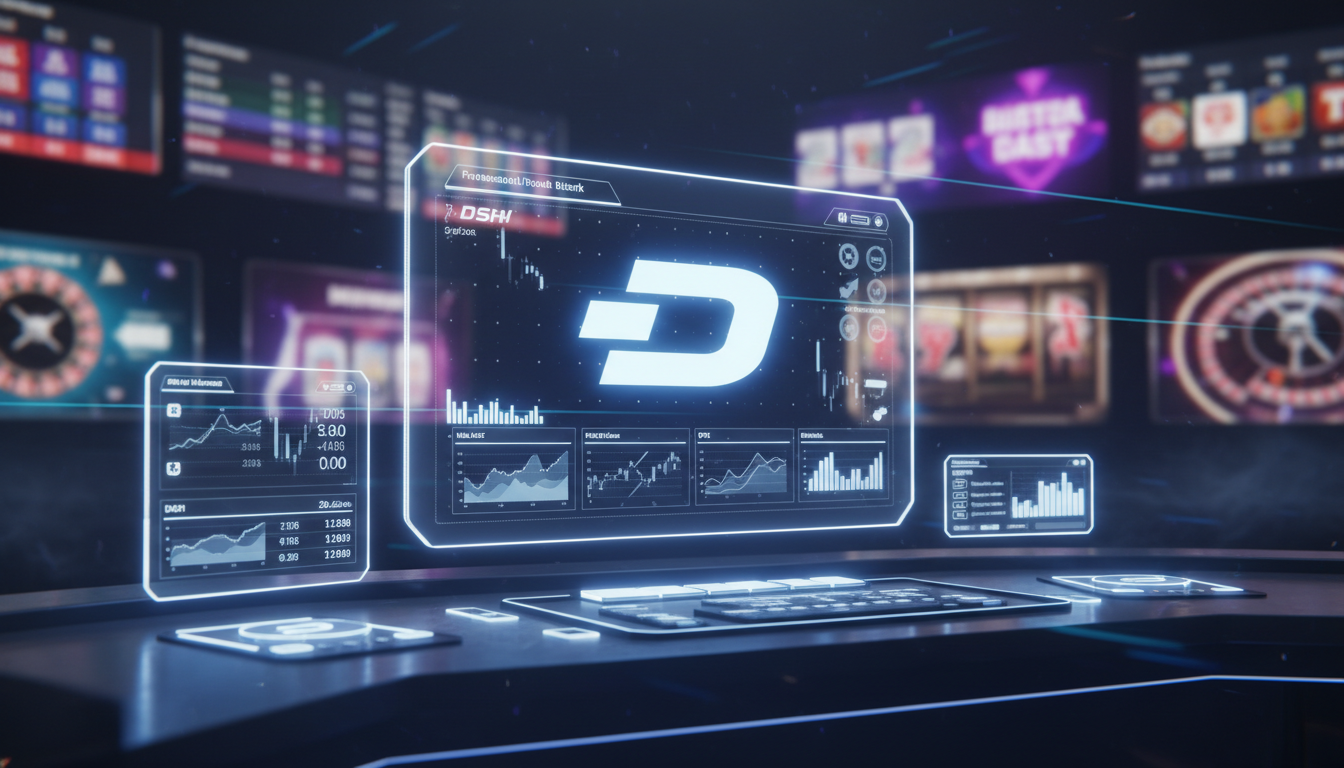 Futuristic Dash cryptocurrency betting dashboard